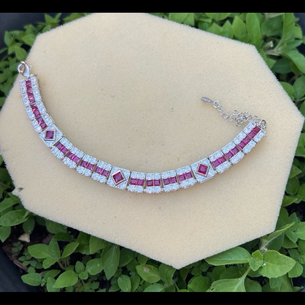 Swarovski Pink and Clear Crystal Bracelet in Silver Tone - Picture 5 of 12